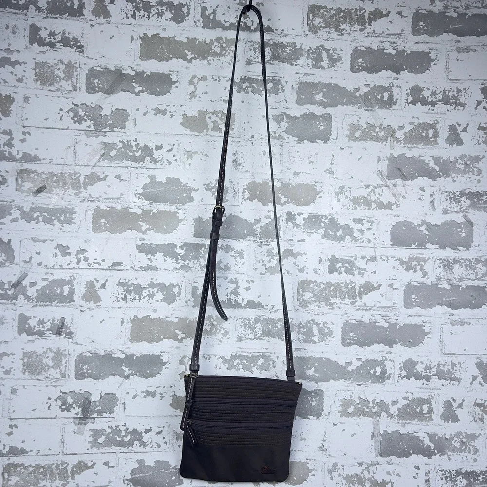 Dooney Bourke Brown Nylon North South Triple Zipper Crossbody Shoulder Bag - Picture 14 of 14